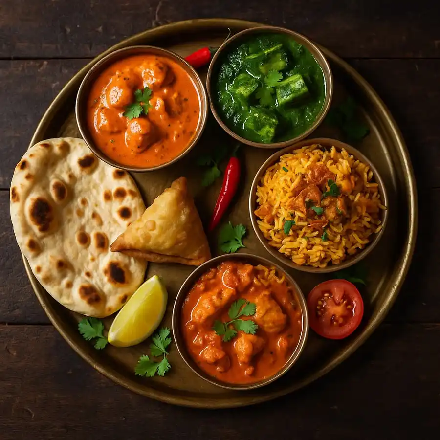Indian food platter representing Indian restaurants in Daegu