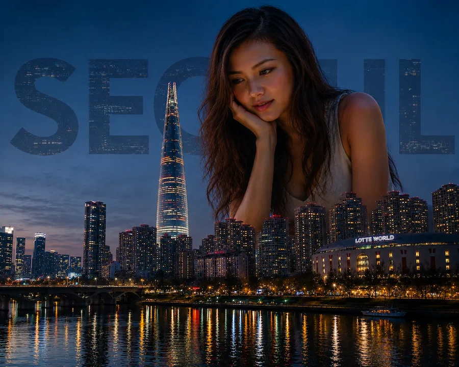 Seoul skyline at night over the Han River with Lotte World Tower - EEIK Seoul expat guide
